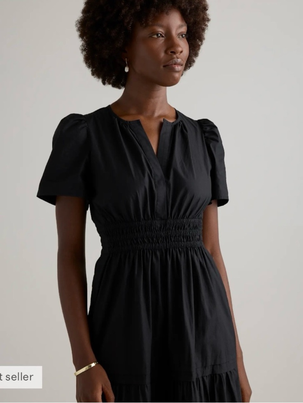Quince Black Smocked Tiered Maxi Dress - Picture 2 of 5